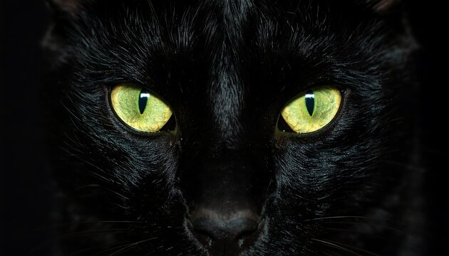 Close-up black cat eyes