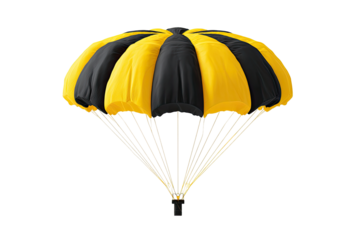 Open parachute, yellow and black stripes