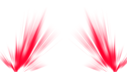 Red light bursts or energy flares erupting from below. Isolated dynamic ray PNG overlay effect on a transparent background for an action graphic, sci-fi design, or power concept.