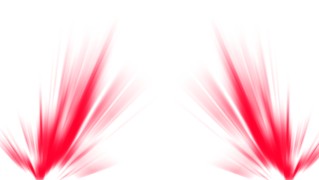 Red light bursts or energy flares erupting from below. Isolated dynamic ray PNG overlay effect on a transparent background for an action graphic, sci-fi design, or power concept.