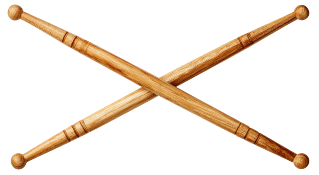 Two wooden drum sticks crossed