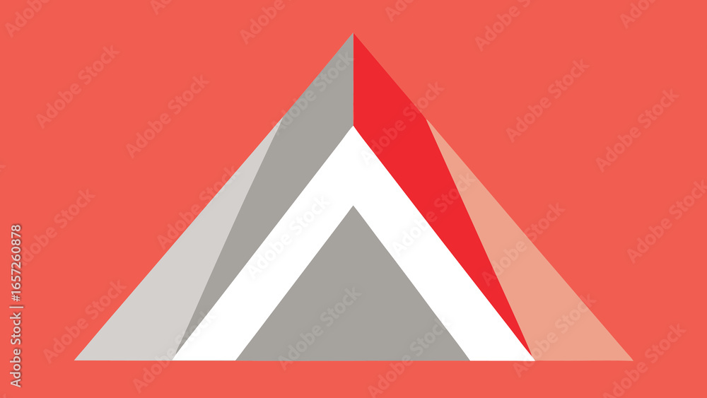 Poster abstract geometric triangle with red white and gray segments background bright