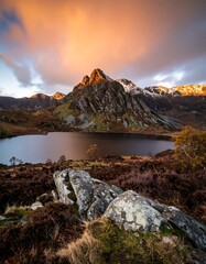 Mountain lake sunrise