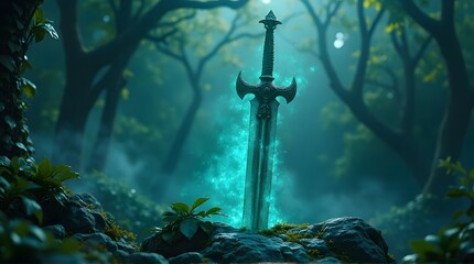 Sword in Forest with Glow