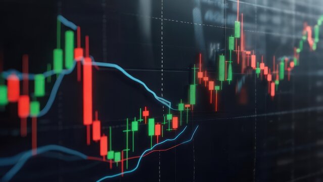 Stock market chart on screen