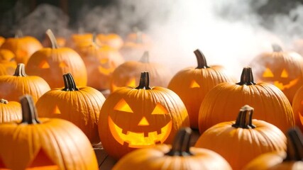 Carved pumpkins display halloween decoration