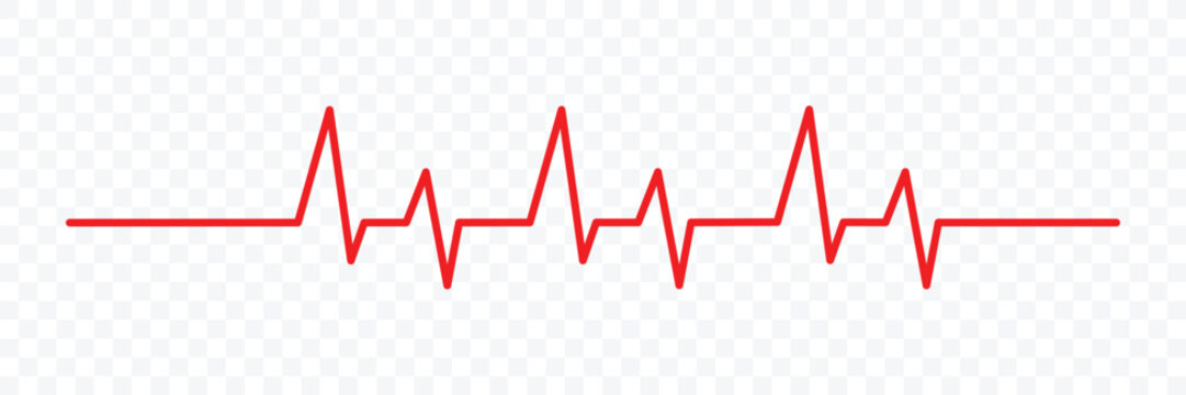 Heart beat icon set. Electrocardiogram. Wave pulse. health icon, heartbeat line, cardiograph icon, heart rhythm symbol. Red cardiology pulse icons. Vector illustrator