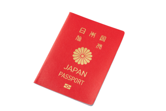 透明背景（png）に赤色のパスポート（日本）