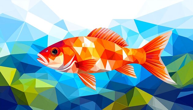 Colorful fish design with polygonal background.