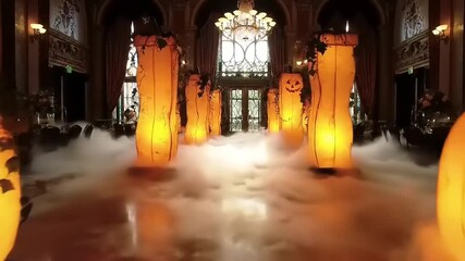Festive halloween hall decor