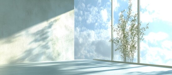 Modern minimalist interior with large windows