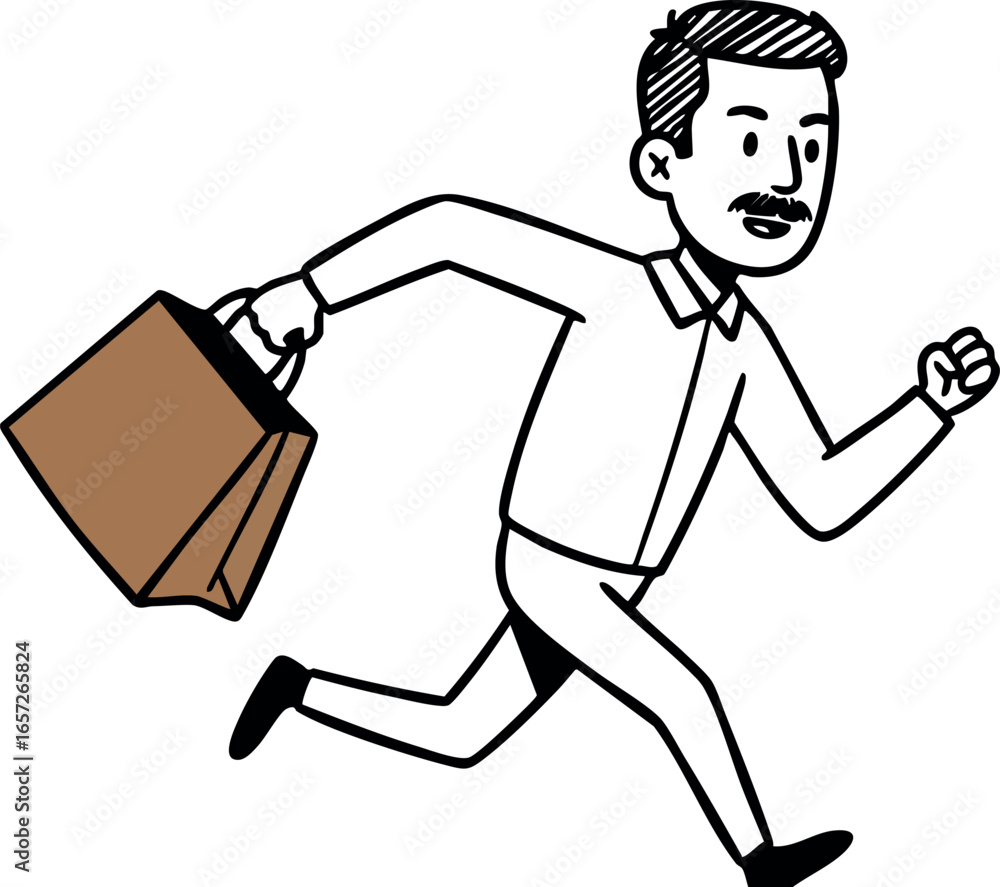 Aufkleber man running with briefcase business concept illustration vector image