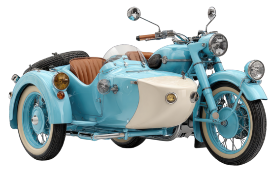 Retro light-blue motorcycle sidecar