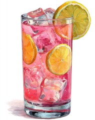 Pink drink with ice and citrus