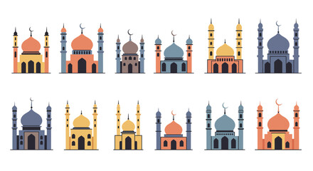 Fototapeta premium Unique Mosque Vector Icons Set