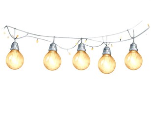Watercolor string lights with warm bulbs
