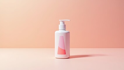 Stylish, minimalist bottle of lotion against a pastel backdrop.