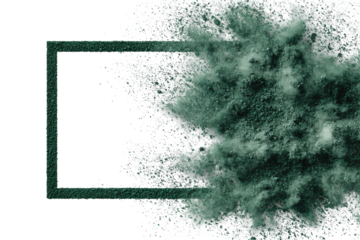 Dusty explosion erupting from a framed space