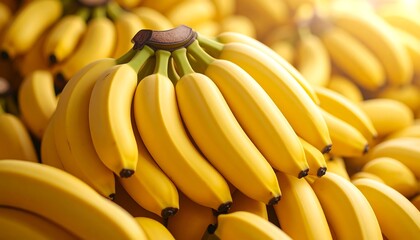 Ripe Yellow Bananas with Close Up.