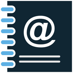Email book icon vector for digital correspondence, email services, and online communication. Great for illustrating newsletters, contact lists, and web-based messaging.