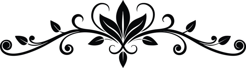 Ornamental Silhouette Flourish Divider Graphic Art.
