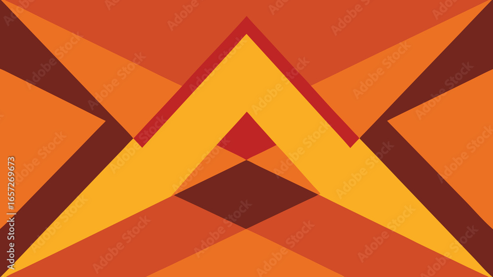 Poster geometric abstract pattern with orange hues and sharp angles vector illustration