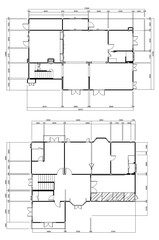 2D Vector Two-Story House Frame