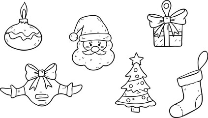 Christmas holiday icons with Santa Claus tree candle gift and stocking vector illustration 