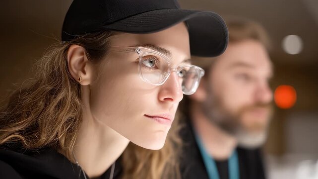 Focused Female Staff Insight into Business Prospects