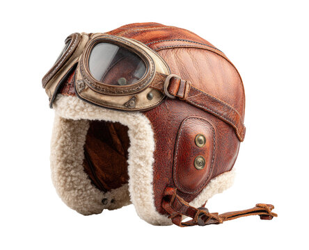 Vintage leather aviator helmet with goggles