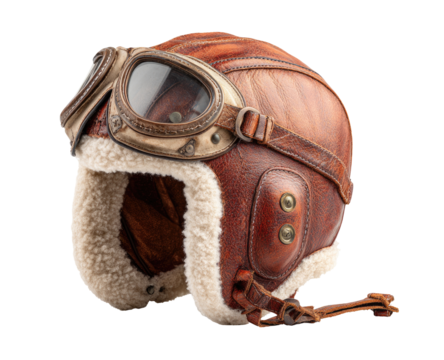 Vintage leather aviator helmet with goggles