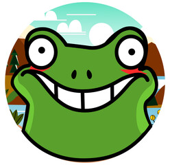 Illustration of a frog in a forest