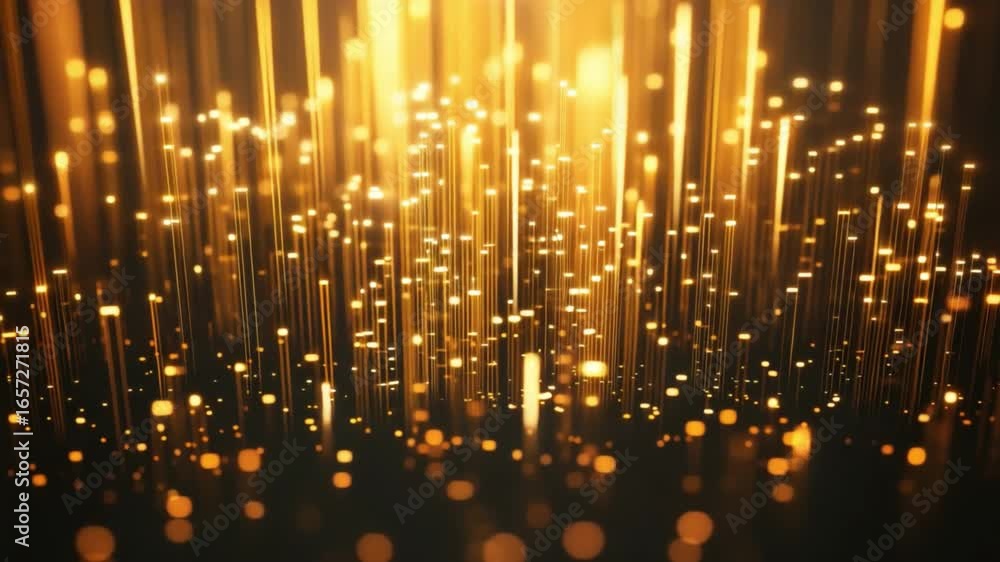 Poster abstract golden light streaks with sparkling bokeh effect creating a mesmerizing festive atmosphere 