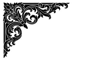 Elegant Corner Ornament with Floral Details A Decorative Design Element