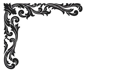 Elegant Black Scrollwork Corner Ornament - Ornate Decorative Flourish Design
