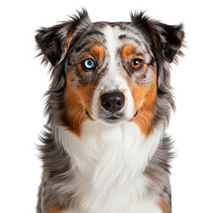 Close up portrait of an australian shepherd dog with heterochromia eyes