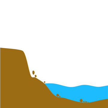 brown cliffside water flowing simple clip art preview