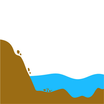 brown hill blue water simple scene clip art preview