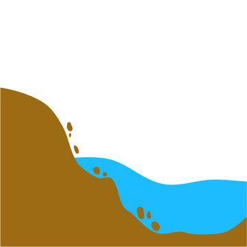 brown hill blue water flowing clip art preview