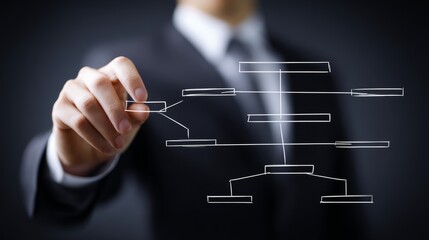 Modern business concept visualized with geometric shapes and flow lines on a clean white backdrop.
