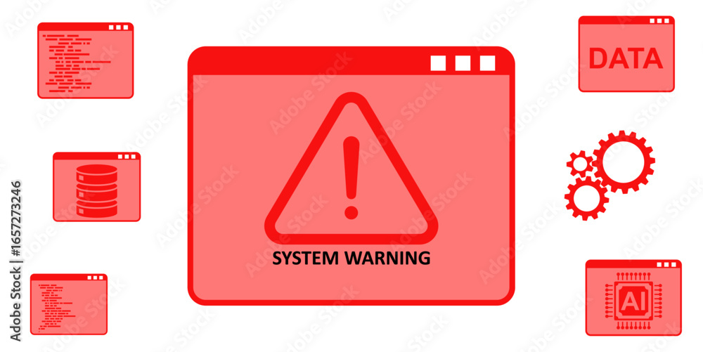 Poster alert data notification illustration vector for data analysis, system monitoring, and digital securi