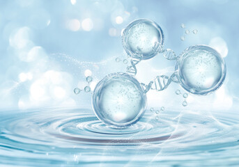 blue bubble molecule background for cosmetic product
