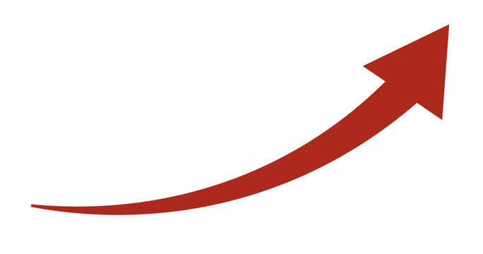 矢印、赤色、上昇、増加