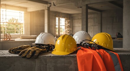 Construction Site Safety Equipment Ready for Work