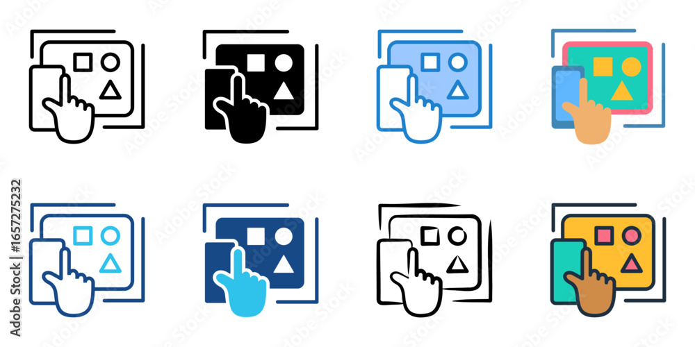 Poster ui ux design icon set multiple style collection