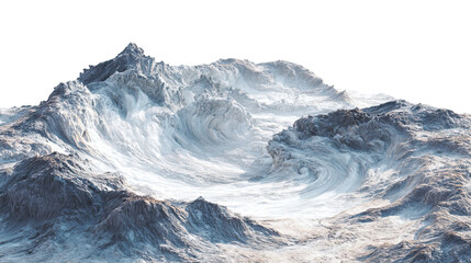 Obraz premium Stark Icelandic Volcano with Swirling Smoke and Icy Glacier on Transparent Background