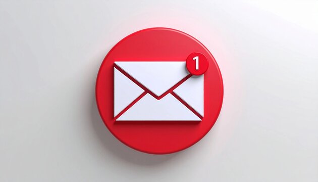 A stylized notification icon with an envelope and a red circle indicating one new message received