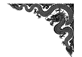 Elegant Chinese Dragon Corner Design for Art and Decoration