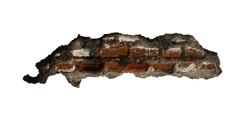 broken brick wall isolated element