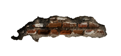 broken brick wall isolated element